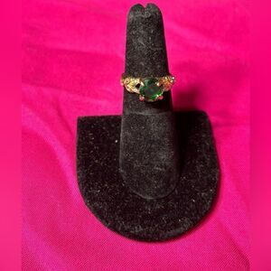 May Birthstone Fashion Colorful Rhinestone Boutique Ring Gold Plates Size 6 NWT